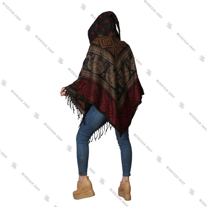 پانچو فری سایز کلاه دار به همراه جیب