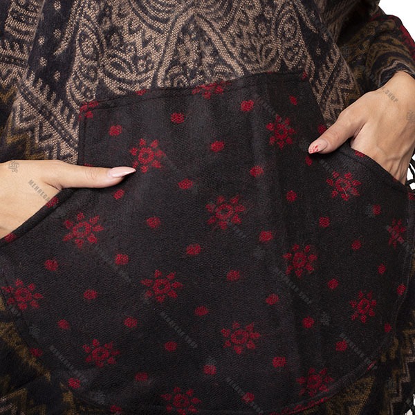 پانچو فری سایز کلاه دار به همراه جیب