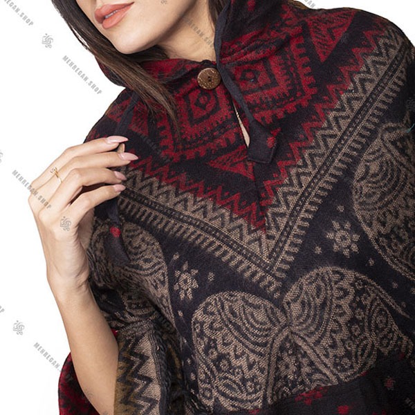 پانچو فری سایز کلاه دار به همراه جیب