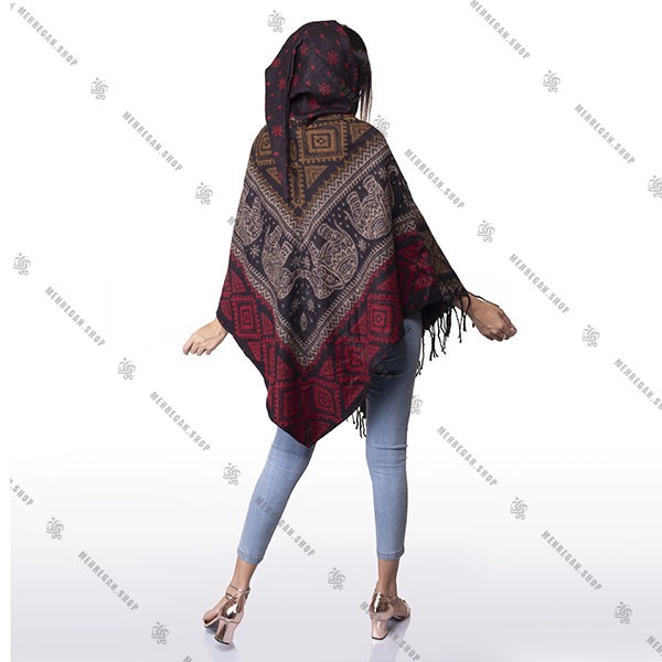 پانچو فری سایز کلاه دار به همراه جیب