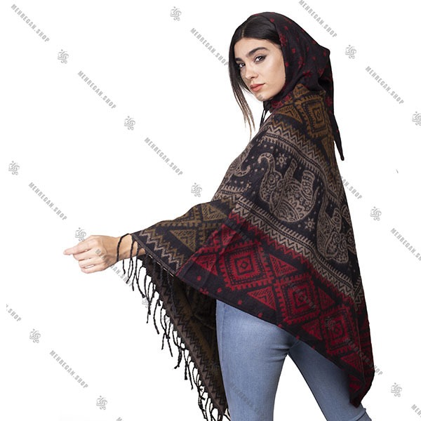 پانچو فری سایز کلاه دار به همراه جیب