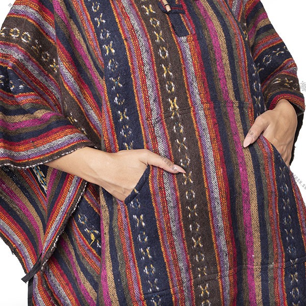 پانچو پشمی فری سایز گلیمی