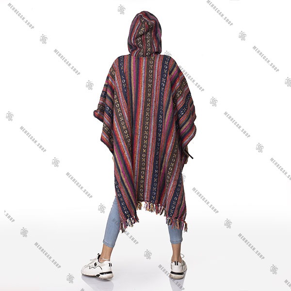 پانچو پشمی فری سایز گلیمی