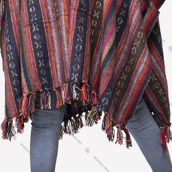 پانچو پشمی فری سایز گلیمی