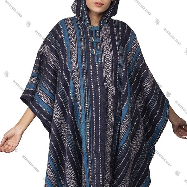 پانچو فری سایز جیب دار جنس پشم یاک