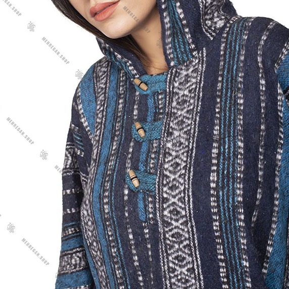 پانچو فری سایز جیب دار جنس پشم یاک