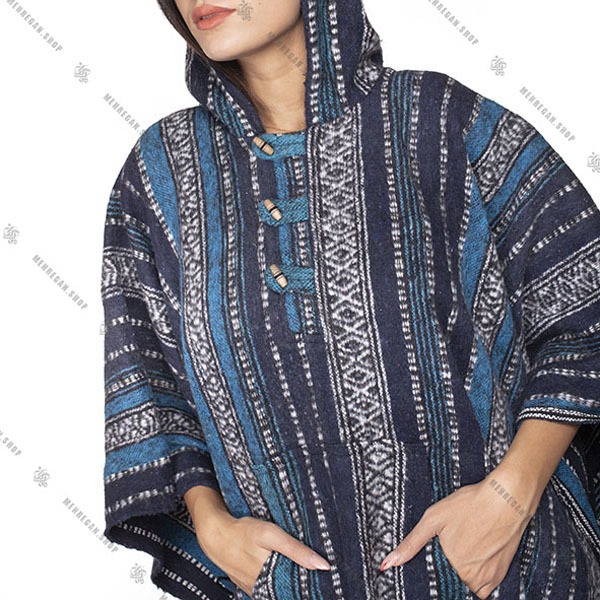 پانچو فری سایز جیب دار جنس پشم یاک