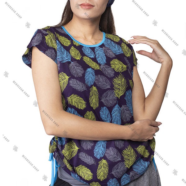 تاپ زنانه بهاره هیپی استایل طرح پر