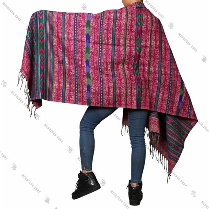 شال رودوشی طرح راه راه بنفش