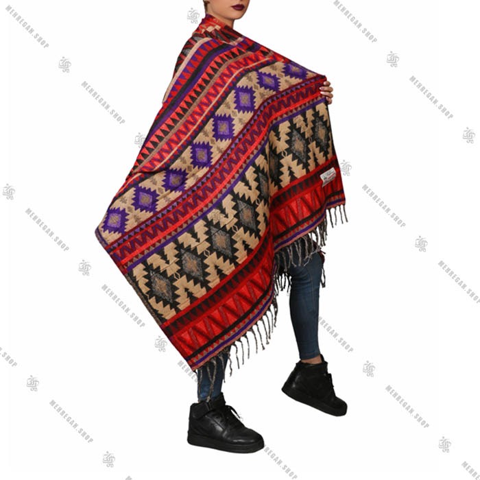 شال رودوشی و رویه لباس طرح لوزی