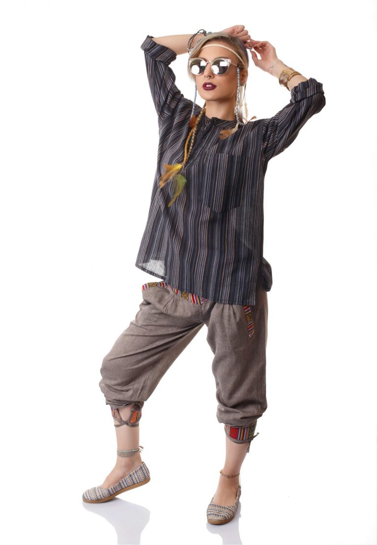 بلوز سنتی هیپی استایل فندقی – Not Brown Hippie Kurta