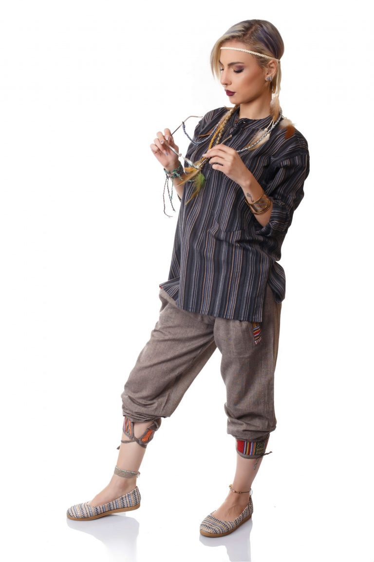 بلوز سنتی هیپی استایل فندقی – Not Brown Hippie Kurta