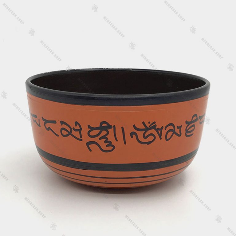 کاسه تبتی هفت فلز نارنجی در سایز بندی