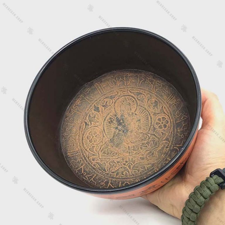 کاسه تبتی هفت فلز نارنجی در سایز بندی