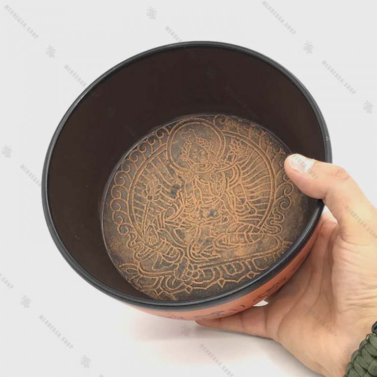 کاسه تبتی هفت فلز نارنجی در سایز بندی