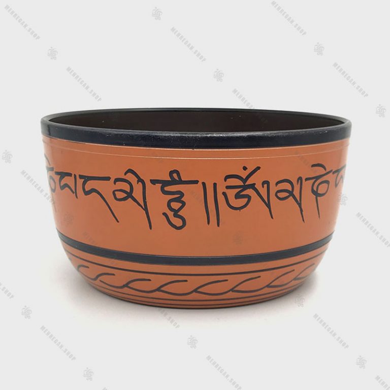 کاسه تبتی هفت فلز نارنجی در سایز بندی