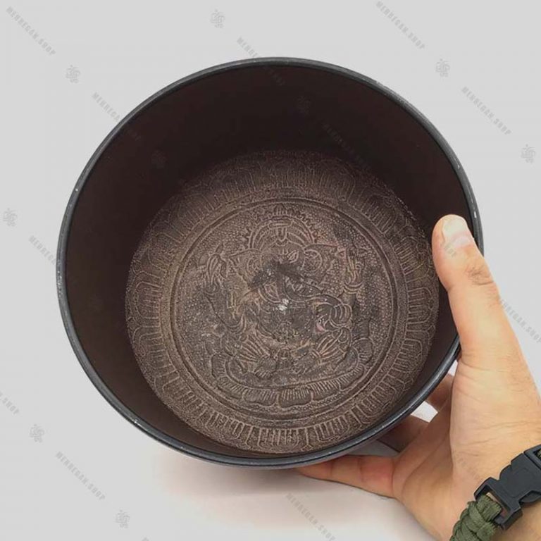 کاسه تبتی هفت فلز نارنجی در سایز بندی