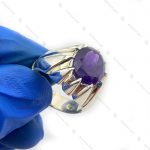 انگشتر نقره دست ساز ساده آمتیست
