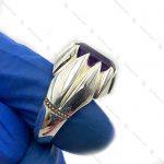 انگشتر نقره دست ساز ساده آمتیست