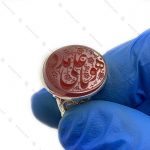 انگشتر نقره دست ساز عقیق سرخ حکاکی شده