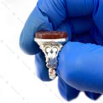 انگشتر نقره دست ساز عقیق سرخ حکاکی شده