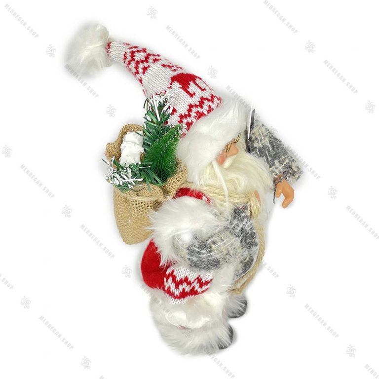 عروسک بابانوئل پلیور طوسی سایز کوچک