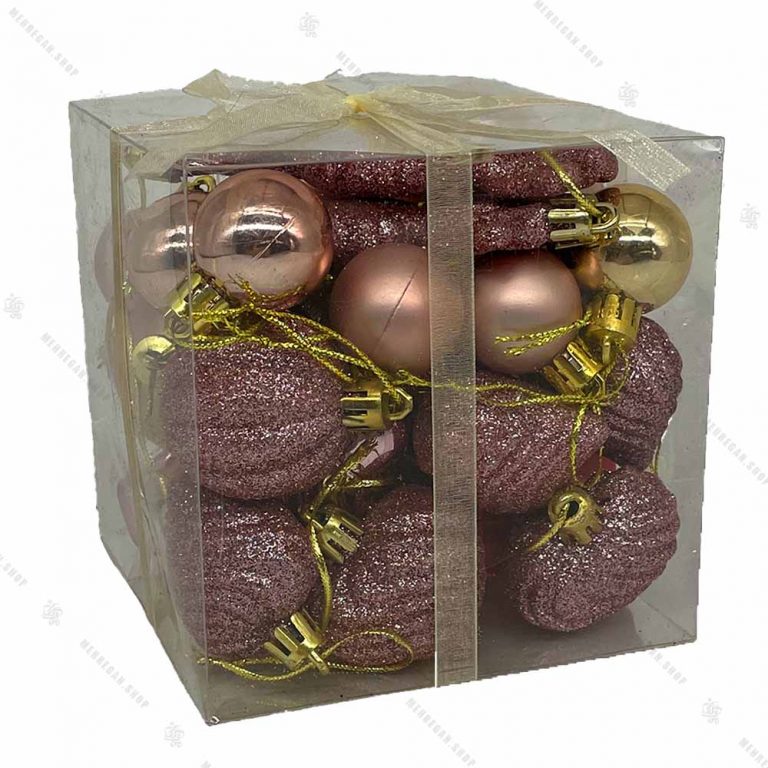 پکیج مربعی آویز کریسمس صورتی اکلیلی