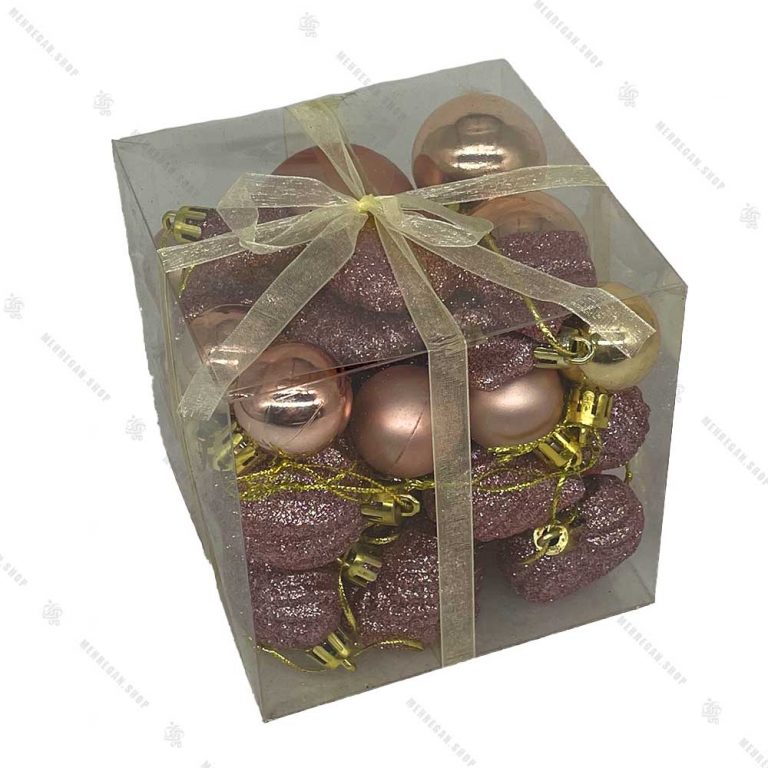 پکیج مربعی آویز کریسمس صورتی اکلیلی