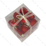 پکیج مربعی آویز کریسمس طرح دار قرمز اکلیلی