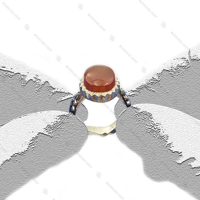 انگشتر عقیق سرخ رکاب صفوی ضخیم