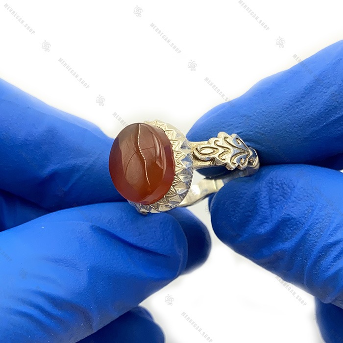 انگشتر عقیق سرخ رکاب صفوی ضخیم