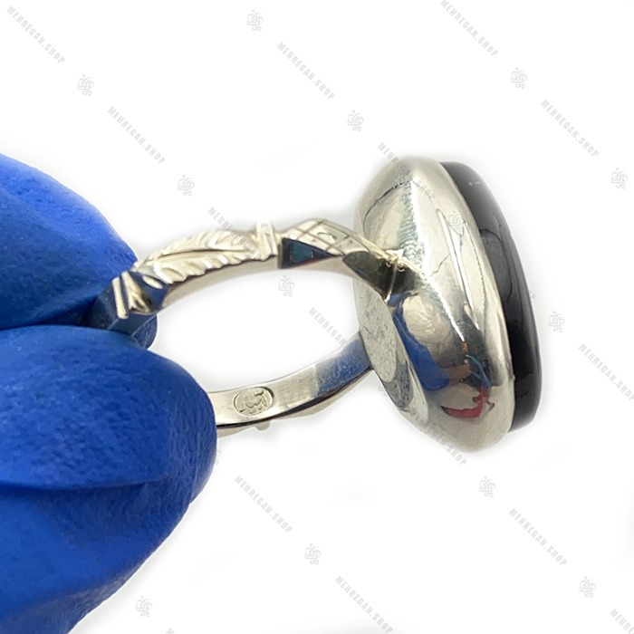 انگشتر نقره دست ساز عقیق عباسی یمنی مشکی