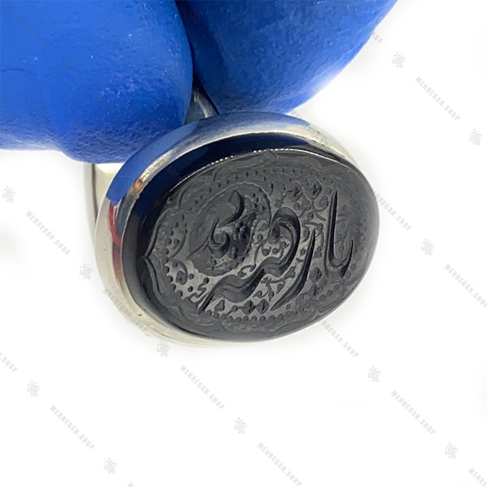 انگشتر نقره دست ساز عقیق عباسی یمنی مشکی