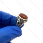 انگشتر عقیق سرخ مخراج کاری شده