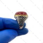 انگشتر نقره دست ساز ساده عقیق سرخ