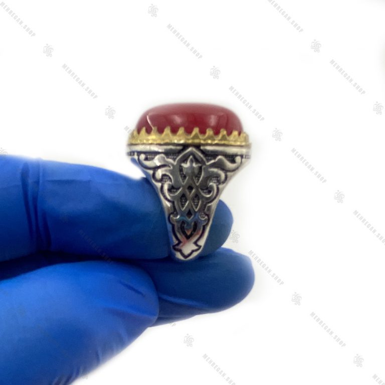 انگشتر نقره دست ساز ساده عقیق سرخ