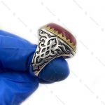 انگشتر نقره دست ساز ساده عقیق سرخ