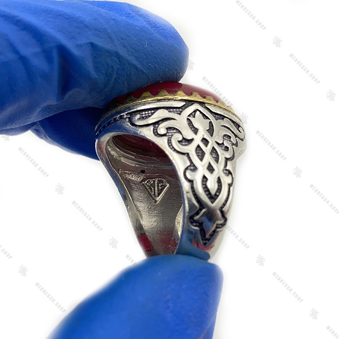 انگشتر نقره دست ساز ساده عقیق سرخ