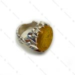 انگشتر نقره مردانه دست ساز عقیق زرد یازهرا