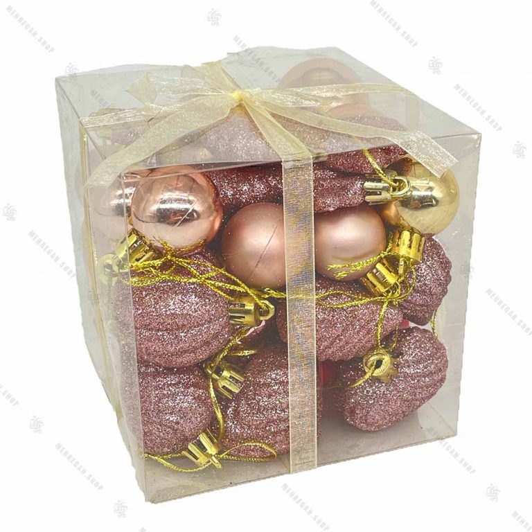 پکیج مربعی آویز کریسمس صورتی اکلیلی