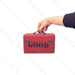 جعبه چوبی دکوری بسیار کوچک طرح چمدان قرمز