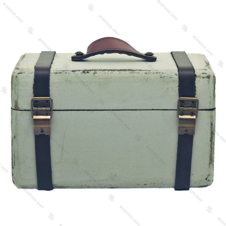 جعبه دکوری چوبی بسیار کوچک طرح چمدان سفید