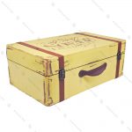 چمدان چوبی دکوری سایز بزرگ کرم طرح آنتیک