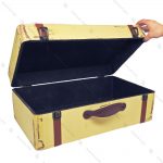 چمدان چوبی دکوری سایز بزرگ کرم طرح آنتیک