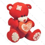 عروسک پولیشی خرس قلب دار قرمز
