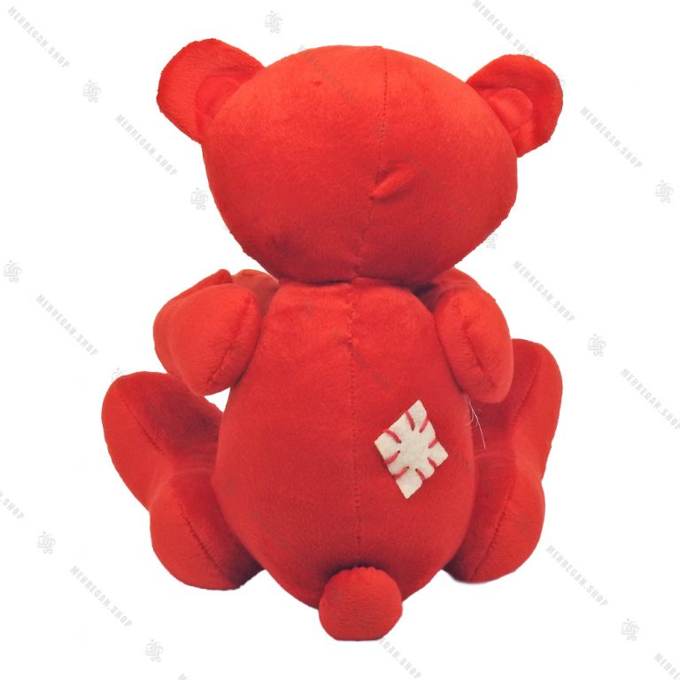 عروسک پولیشی خرس قلب دار قرمز