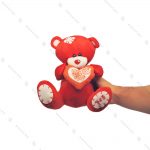 عروسک پولیشی خرس قلب دار قرمز