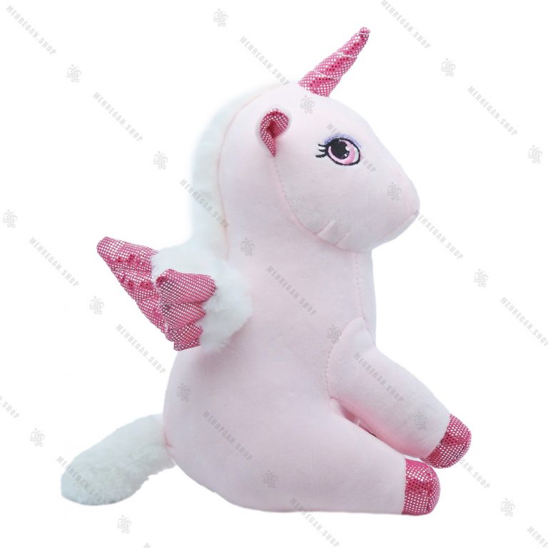 عروسک یونیکورن نشسته بالدار صورتی