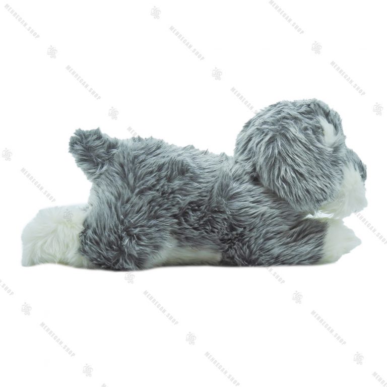 عروسک پولیشی سگ خوابیده فرفری طوسی