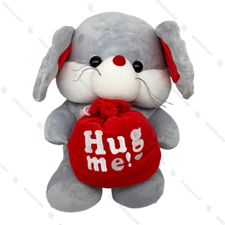 عروسک پولیشی طرح موش سایز بزرگ خاکستری